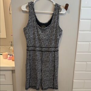 Lilly Pulitzer- Luxletic Leopard Print Romper in Black & White with pocket